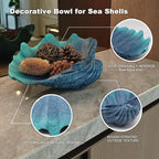 Large Caribbean Blue-Aqua Sea Shells Decorative Bowl Resin Clam Shell Bowl Beach Decorations for Home Coastal Beach Decor Decoration Storage Bowls&Home Office Nautical Themed Party Decor-10.2"-1PC