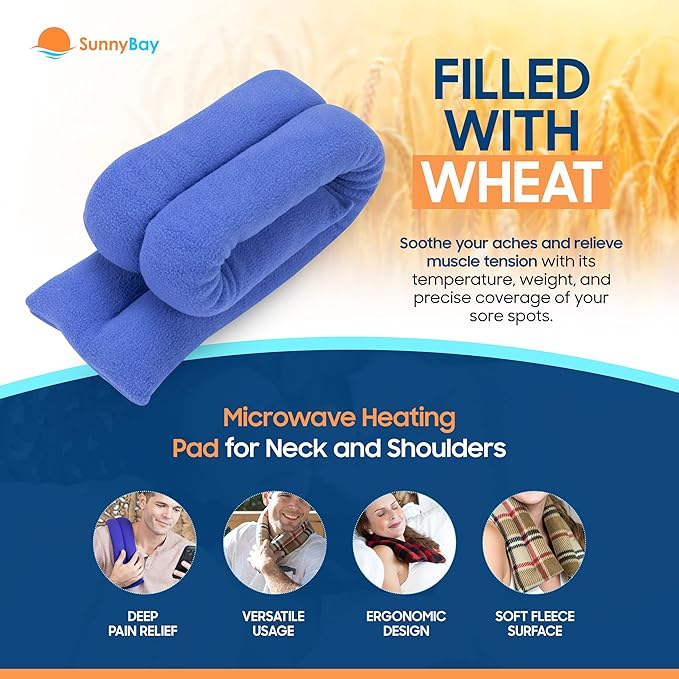 SunnyBay Microwave Heating Pad for Neck and Shoulders, Versatile Bean Bag Moist Heating Pad, Microwavable Neck Wrap and Cool Pack for Deep Pain Relief, Weighted Hot or Cold Therapy (Sky Blue)