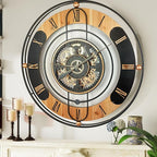 The Gears Clock 36'' Inch Real Moving Gear Wall Clock Switzerland Line (Black, 36 inches (90 cm))