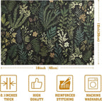 Black Sage Green Plant Placemats Set of 4 Vintage Botanic Fern Leaves Herb Floral Place Mats Rustic Farmhouse Linen Fabric Table Mats for Party Kitchen Dining Outdoor Indoor Decor