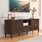 ARTPOWER 67'' Mid-Century Modern TV Stand with Storage Drawer and Doors, Long TV Stand with Adjustable Shelves for 75 Inch TV for Living Room, Bedroom, Brown