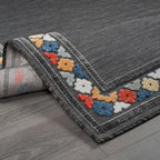 Beverly Rug Outdoor Rug 6x9 Modern Bordered Area Rugs for Indoor and Outdoor Patio Easy to Clean Non Shedding Living Room Porch Garden Washable Outside Carpet (6 x 9 Dark Gray)