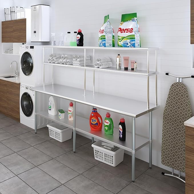 AmGood Double OverShelf Stainless Steel NSF - Many (96" Long x 12" Deep)