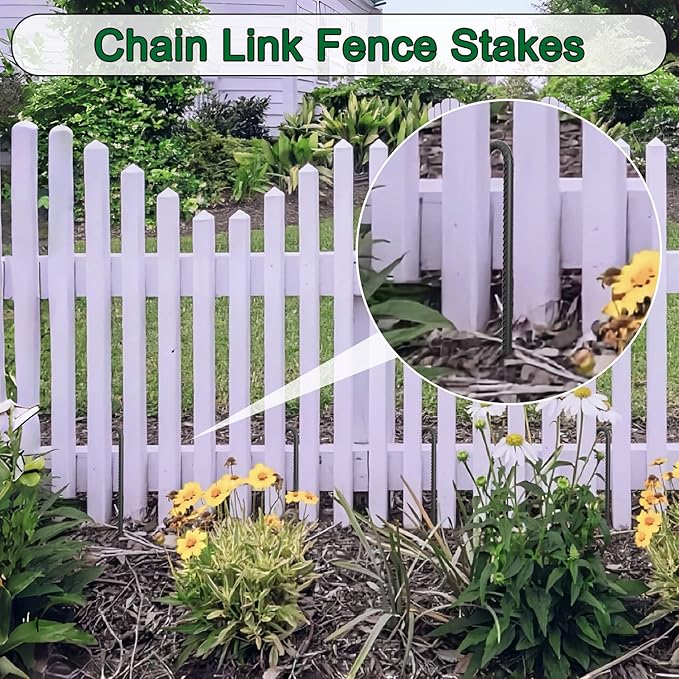 24 Pack J Hook Rebar Stakes 24 Inch 3/8 Inch Diameter Metal Stakes for Ground Heavy Duty with Chisel Point End Chain Link Fence Stakes for Swing Set, Gazebo and Bounce House, Black