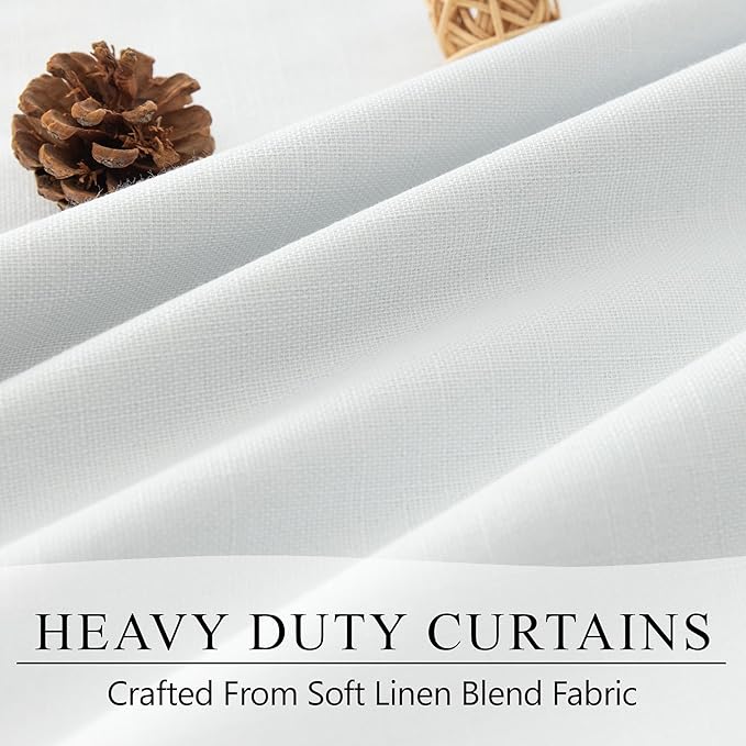 Neutral 11 ft Blackout Curtains 132 Inches Long Elegant Villa Cottage Tall Floor to Ceiling Curtains for Sliding Glass Door Patio 2 Panels Privacy White Linen Drapes for Living Room Divider Back Tab