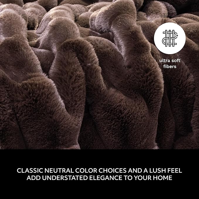 Mon Chateau Premium Reversible Luxury Faux Fur Throw for Couch, Sofa, or Bed - Plush Cozy Soft Blanket for Sleeping or Home Décor, 60" x 70" (Brown)