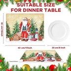 Christmas Placemats Set of 6 Retro Christmas Plastic Table Place Mats Merry Christmas Dining Mats Washable Xmas Holiday Rustic Vintage Table Decoration for Indoor Outdoor Christmas Party Dining Table