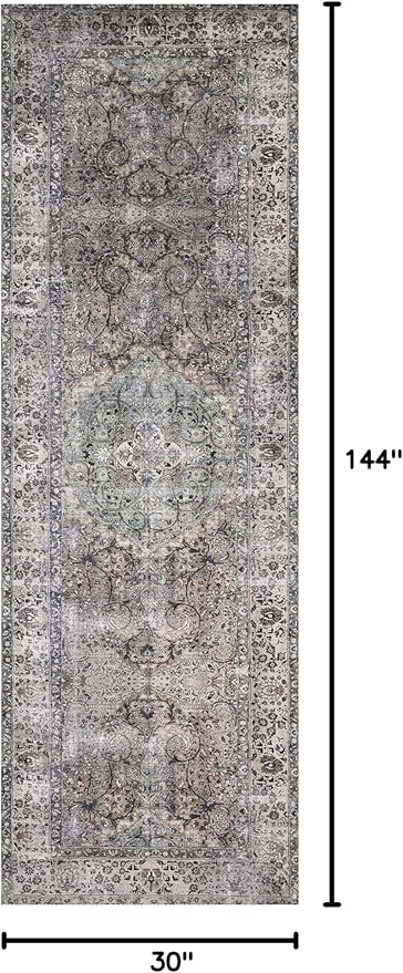 Loloi Layla Collection LAY-06 Taupe/Stone 2'-6" x 12'-0" .13" Thick Runner Rug, Soft, Durable, Vintage Inspired, Distressed, Low Pile, Non-Shedding, Easy Clean, Printed, Living Room Rug