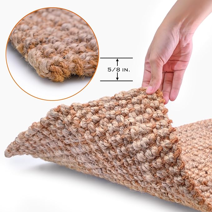 Jute Doormat 30x17 Inch, Jute Entryway Rug, Braided Doormat, Natural Woven Welcome Mat