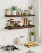 Marsmiles 39" Floating Shelves for Wall, Wooden Shelves with Invisible Brackets Set of 2, Rustic Farmhouse Wall Mounted Shelf for Kitchen Bathroom Living Room Study, Walnut