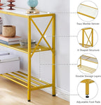 Hoctieon Gold Console Table, 3 Tier Entryway Table, Hallway Table, Narrow Sofa Table with Shelves, Entrance Table for Entryway, Gold and White