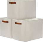 DULLEMELO Large Storage Baskets, Fabric Storage Bins for Organizing Clothes, Large Storage Bins with Handles for Shelves Closet Organizers, Fabric Storage Baskets for Toy Organizers(Beige)