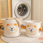 Large Blanket Baskets for Living Room Decor, Toy Storage Baskets Woven Cotton Rope Animal Storage Basket for Kids, Dog Toys Organizer Clothes Hamper with Embroidery Decor for Nursery (Large, Lion)
