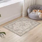 Washable Area Rugs for Living Room -2x3 Neutral Vintage Distressed Floral Farmhouse Boho Large Soft Floor Rug Indoor Non Slip Carpet for Bedroom Dining Room Office - Brown/Multi