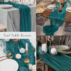 12 Pack Teal 10FT Cheesecloth Table Runner Rustic Gauze Cheese Cloth Table Runner for Wedding Bridal Baby Shower Table Decorations Boho Fabric Sheer Birthday Party Table Decor 20 x 120 Inch Long