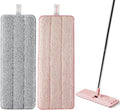JOYMOOP Mop Replacement Pads, Reusable Microfiber Mop Pads for 13-inch Flat Mop and Mop Bucket Set, Pack of 2 Refills - Grey and Pink