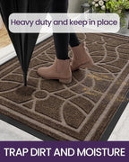 DEXI Front Door Mat Outside Entrance, Heavy Duty Non Slip Low Profile Doormat for Entryway, Trap Dirt and Moisture Welcome Mats, Easy Clean, Patio, Garage, 4x2, Brown
