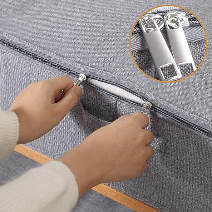 Under the Bed Storage Bins, 31.5 x 15.7 x 5.9 Inch Closet Organizers with Reinforced Handles for Blanket, Sheets, Pillows, Towels, Shoes, Grey, 2 Pack