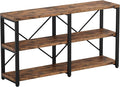 IRONCK Rustic Entryway Console Table, Long Hallway Table 55 in 3-Tier, TV Stand Entertainment Center Media Stand for Living Room, Industrial Style, Vintage Brown