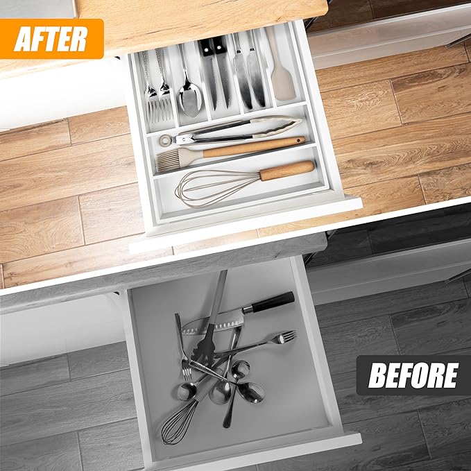 Kitchen Silverware Drawer Organizer and Storage Deep Cookware Utensil Cutlery Rack Office Drawer Organizer Tray Amazon Basics Kitchen Home Gadgets Rv Storage Solutions Wedding Registry Must Haves 2025