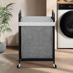 STO STO Laundry Hamper, 90L Rolling Laundry Sorter Cart with Removable and Washable Liner Bag, Rolling Clothes Hamper with Metal Handle for Laundry Room and Bedroom, Gray