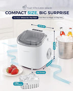 EUHOMY Countertop Ice Maker Machine with Handle, 26lbs Per Day, 9 Ice Cubes Ready in 6 Mins, Auto-Cleaning Portable Ice Maker with Basket and Scoop, for Home/Kitchen/Camping/RV (White)