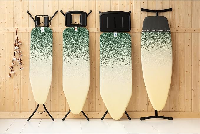 Brabantia - Ironing Board C - Extra Large Steam Unit Holder - Adjustable in Height - Non-Slip Rubber Feet - 100% Fair Trade Cotton Cover with Foam Layer - Foldable XL Unit - New Dawn - 49 x 18 inches