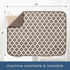 S&T INC. Dish Drying Mat XL, 18” x 24”, Absorbent Microfiber Kitchen Counter Mat, Dish Drying Pad for Dishes, Utensils, Pots and Pans, Extra Large, Taupe Trellis