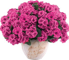 Hananona 12 Pcs Artificial Geranium Flowers for Outdoors Geranium Silk Flowers Outdoor UV Resistant Garden Plants Faux Flowers for Ptio Front Door Kitchen Table Centerpieces Home Decor (12, Rose Red)