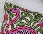 William Morris Flamingo Floral Pillow Cover - Hand Embroidered Modern Flower Pillowcase, Outdoor Cushion, Suzani Farmhouse Chair Throw, Couch Cushions - Wool, Size 18x18