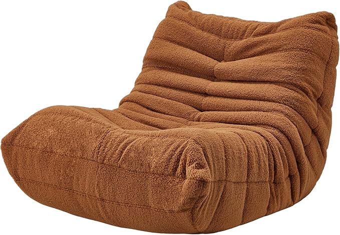 Bean Bag Chairs for Adults Giant Bean Bag Chair Memory Foam BeanBag Chair Big Bean Bag Sofa with Filler Faux Fur Fireside Beanbags Lazy Sofa for Living Room Bedroom Dorm Office (Brown Teddy)