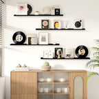 Picture Ledge Shelf for Wall, Floating Shelves Set of 4, 48 Inch Long Nursery Book Shelves for Toys Storage, Kids Bookshelf Wall Mounted for Books Photo Frames, Black