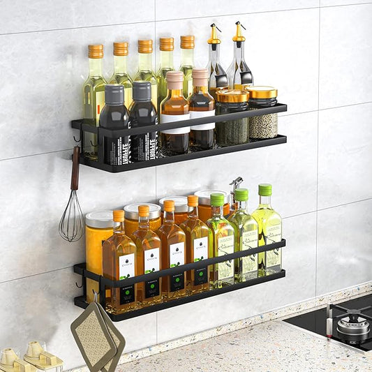 PUSDON Metal Wall Hanging Basket 2 Packs DIY Suitable for Multiple Scenes - Large Black Guardrail