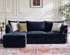 102.6" Modular Sectional Sofa, L Shaped Couch Set for Living Room, 3-Seater Comfy Cloud Couches with Movable Storage Ottoman,DIY Combination - Chenille Blue