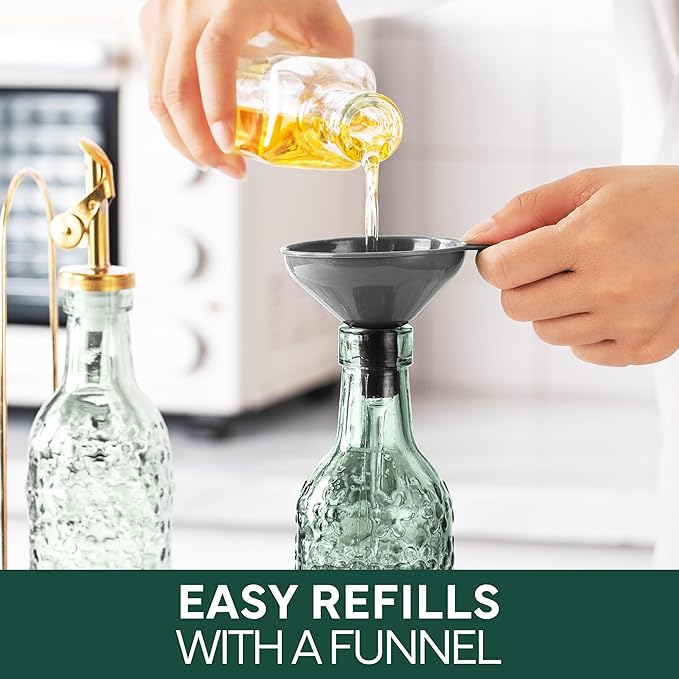 COOK WITH COLOR Glass Olive Oil Bottle Dispenser - 2 Pack- 17oz Oil and Vinegar Cruet - Olive Oil Carafe Decanter for Kitchen