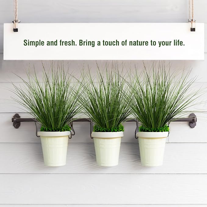 8PCS 17.3" Fake Plants Artificial Wheat Grass Greenery Plastic Plants Fake Grass Artificial Plants for Outdoor Decor Artificial Flower with Greenery Stems for Indoor Home Decoration