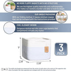 NaturalCozy Storage Cubes 9”x9”x7”Cotton Rope Woven Baskets for Organizing 3-Pack | 9 Inch Cube Storage Bin | Small Basket for Shelf Nursery, Pantry, Decorative Plant, Bathroom Closet, Toy Gift