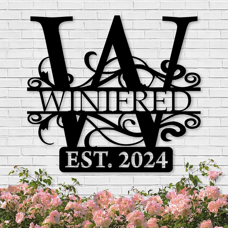 Custom Metal Signs | Last Name Sign | Split Letter Monogram Wall Decor | Custom Outdoor Signs | Personalized Wedding Gift | Housewarming Couples Gift | Outdoor Metal Sign | Metal Art