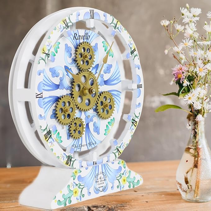 The Gears Clock Wall Clock Italy Collection with Moving Gears (Ravello, 10 inch Round)