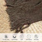 lifein Throw Blanket for Couch, Soft Boho Decor Bed Throw,Cozy Brown Knitted Chenille Small Farmhouse Lightweight Throw for Spring(Brown,50 * 60")