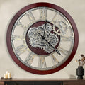 HOIBAI Large Wall Clock, 18 Inch Wall Clocks for Living Room Decor Farmhouse Vintage Rustic Kitchen Wall Decor Vintage Roman Big Oversized Wall Clock for Home Bedroom House Office, Moving Gears Clock