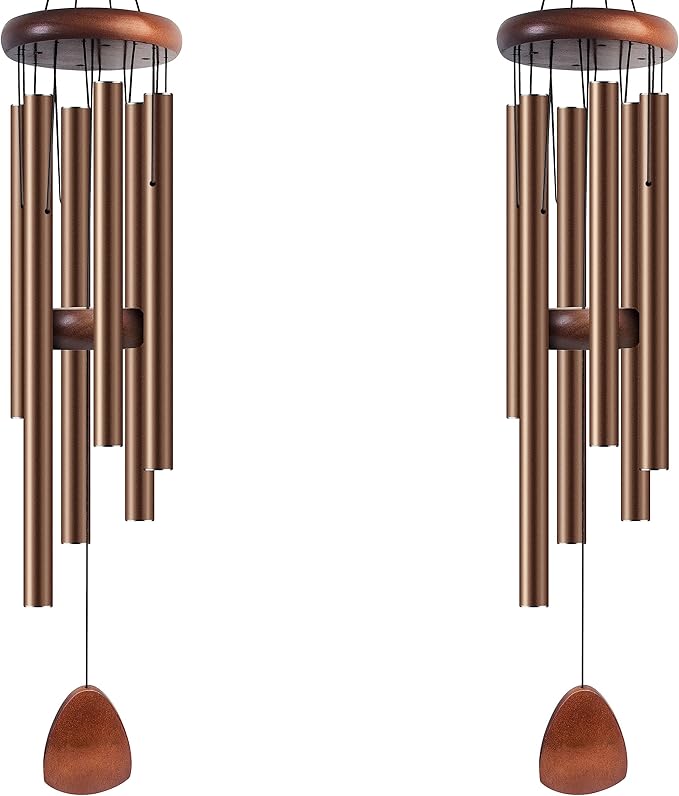 Large Aluminium Wind Chimes 37" Inches to Create a Zen Atmosphere Suitable for Outdoor, Garden, Patio Decoration Wind Chimes with Wind Catcher Suitable as A Gift for Unisex(2 Pack Coffe)