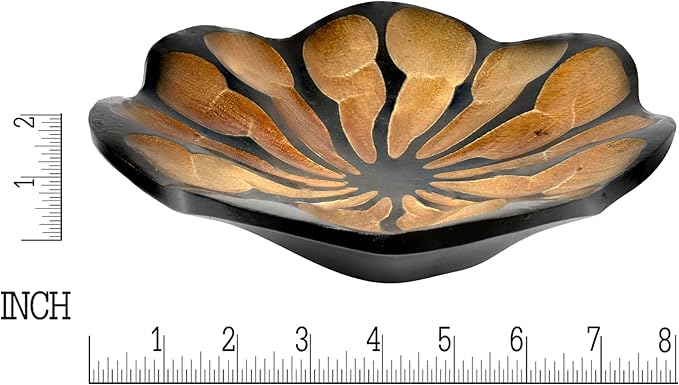 AeraVida 8-Inch Handmade Mango Wood Lotus Blossom Plate Tray | Decorative Carved Wooden Bowl for Tabletop, Entryway or Kitchen | Rustic Boho Accent Dish for Home Décor or Gifting