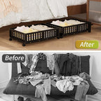 Bamboo Under Bed Storage with Wheels (2-Pack) – Rolling Underbed Shoe Organizer Box for Shoes, Blankets, Toys, Clothes Container Space-Saving Organizer Bins for Bedroom, Closet, Dorm, Nursery