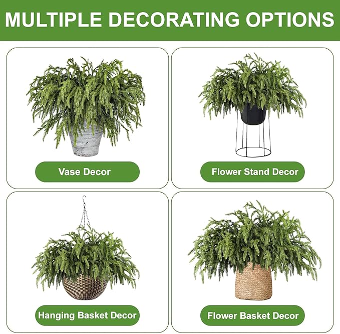 Artgar 24 Pcs Pine Branches - 18 Inch Artificial Green Pine Stem - Real Touch Christmas Greenery Pines Branches for DIY Flower Arrangement Home Indoor Christmas Decor