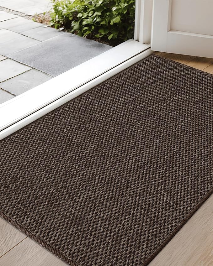 Color&Geometry Front Door Mat Indoor 21"x31", Rugs for Entryway Non Slip Washable Absorbent Low-Profile Inside, Entry Rug Door Mat Indoor Entrance, Brown (Fold)