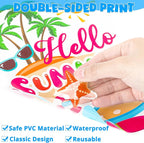 9 Sheets Summer Window Clings, Double Sided Summer Window Clings for Glass Windows, Hello Beach Decals, Sun Watermelon Pattern Stickers for Home Office Accessories Decorations