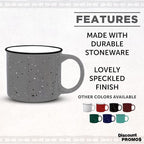 DISCOUNT PROMOS Ceramic Campfire Coffee Mugs 13 oz. Set of 10, Bulk Pack - Perfect for Tea, Espresso, Cappuccino, Hot Cocoa - Grey