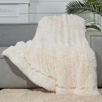 GONAAP Fuzzy Faux Fur Throw Blanket Twin Size Ivory Super Soft Cozy Plush Fuzzy Shaggy Blanket for Couch Sofa Bed (Ivory, Twin(60"x80"))