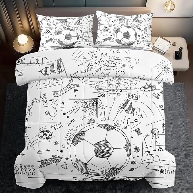 Football Sports Comforter Sets for Boys Twin,Soccer Comforter Sport Bedding for Boys Room,Gaming Bed Soccer Bedding Twin Set,Games Quilt Bedroom Bed Decor Kids and Teen